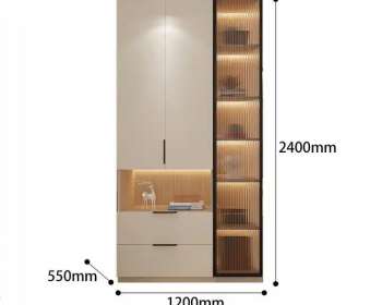 Tủ quần áo gỗ cửa kính cường lực nhỏ gọn cho gia đình nhỏ QA128